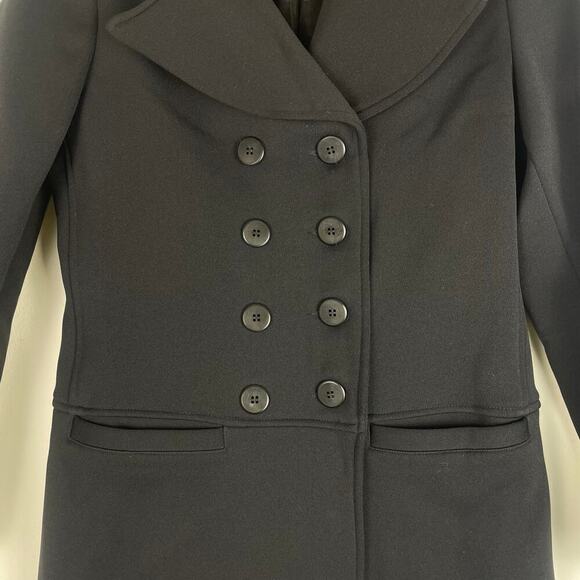 Vintage Janet Howard lightly padded black coat wool and spandex blend size 6 - Picture 2 of 9